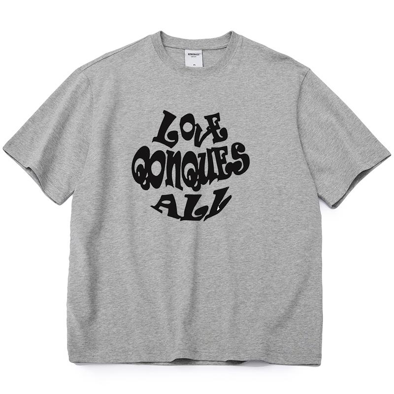 Shellsuning Oversized Letter Graphic T Shirts Men Summer Soft 100% Cotton Short Sleeve Tees Female Trendy Loose High Street Tops