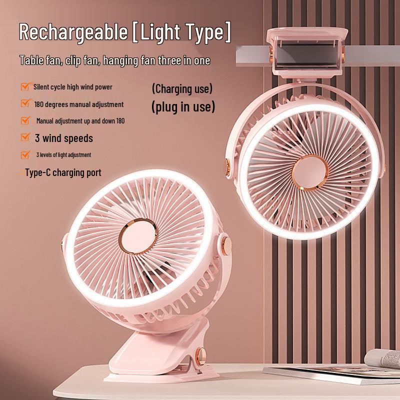 

Portable USB Charging Clip Fan with Night Light for Dorms and Desktops Clip with Light