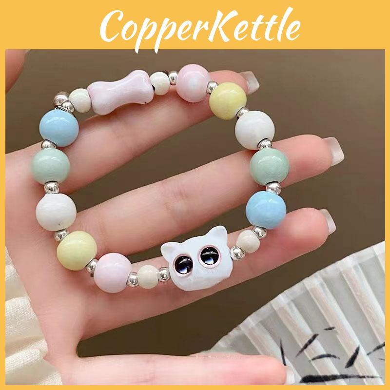 Cat Bead Ceramic Bracelet Adorable And Trendy Womens Geometric Hand Jewelry