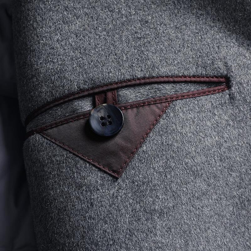 FAPAI Men's Long Wool Blend Overcoat with Detachable Down Liner