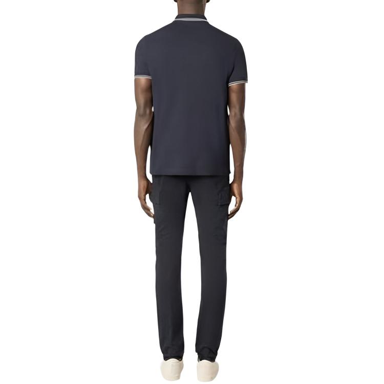 STONE ISLAND Solid Color Button Short Sleeve Polo Shirt Men Tops Navy-Blue K2S152200007S0018V0020