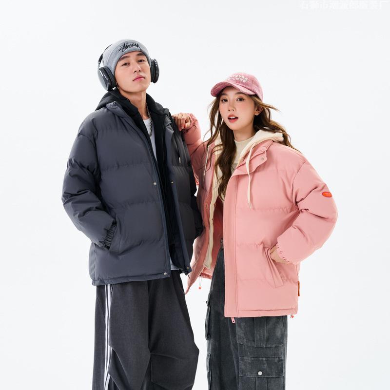 Fake two-piece cotton clothes men's and women's Japanese hooded winter thickened new couple cotton clothes Korean version men's trendy coat