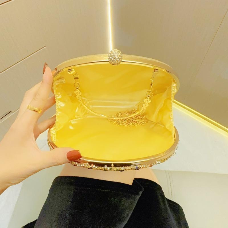 Textured Water Diamond Bag Banquet Clutch Bag Diamond-encrusted Hand-held Dinner Bag Cheongsam Bag