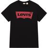 Camiseta Casual Levis Macia Confortável Gola Redonda Manga Curta Feminina Tops Preto 002A4-0001
