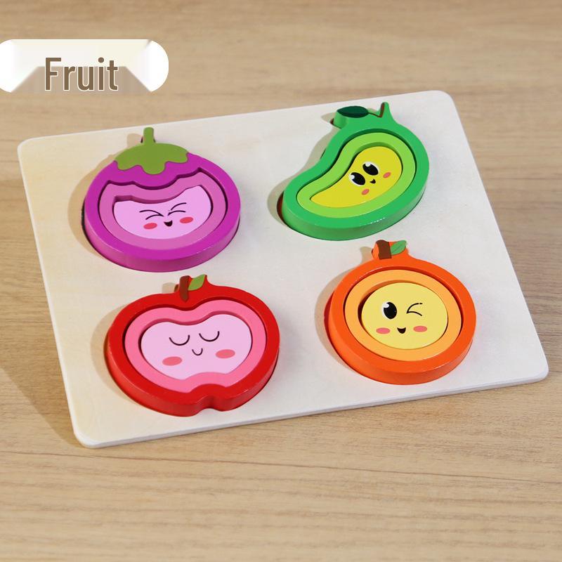 

Раннее развитие 3D деревянный пазл: Геометрические фигуры, Животные, Транспорт и Фрукты