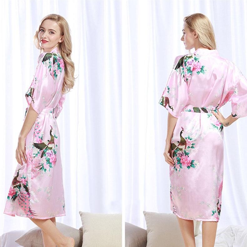 GMXIA Summer Women's Bathrobes, Wedding Bridesmaids, Silk Bathrobes, Printed Silk Pajamas, Thin Women's Home Wear Pajama