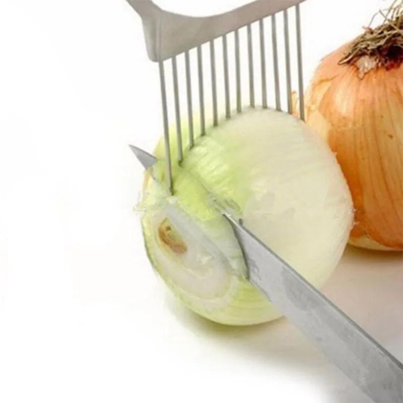 Effortlessly Slice Onions with this 1pc Colorful Onion Slicer Kitchen stainless steel potato chip onion holder