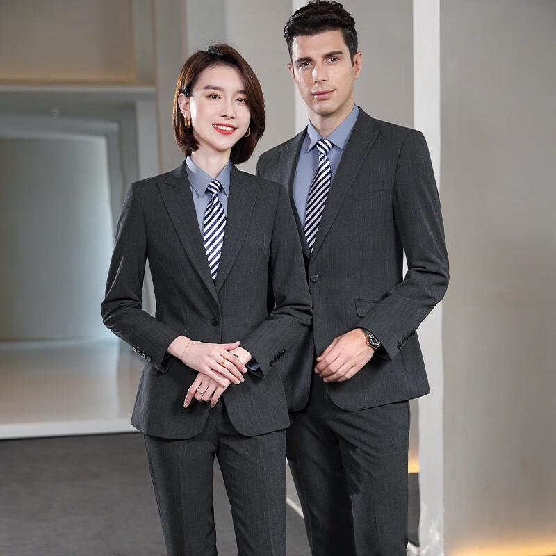 Troylman Unisex Slim Fit Dark Stripe Business Suit Set