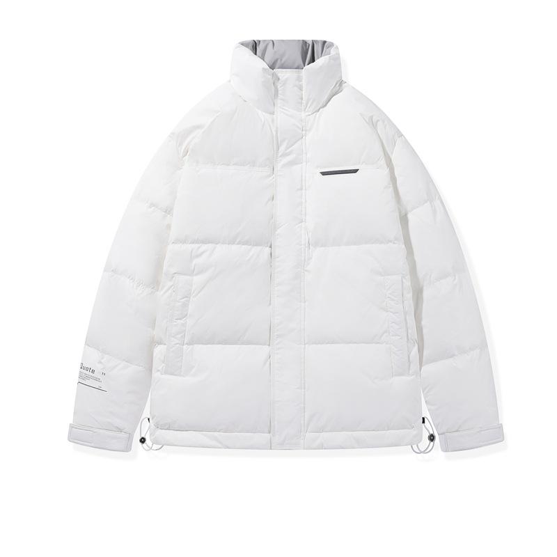 Solid color stand-up collar white duck down jacket trend men and women 2022 winter new loose couple warm thickened coat
