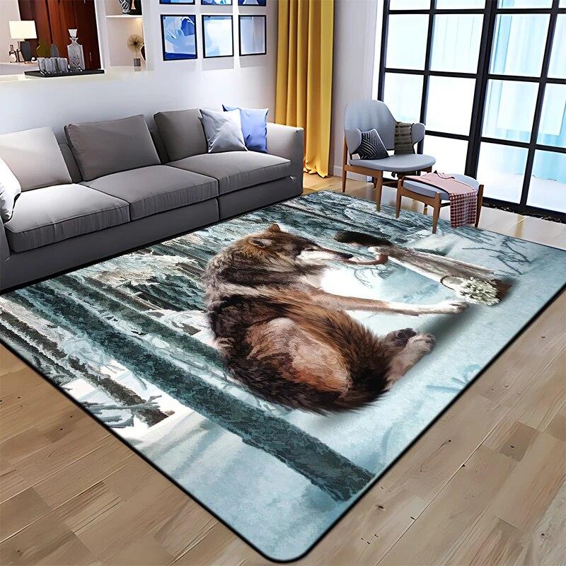 Best Selling Wolf Art Printed Carpet for Living Room Large Area Rug Soft Mat E-sports Chair Carpets Alfombra Gifts Dropshopping