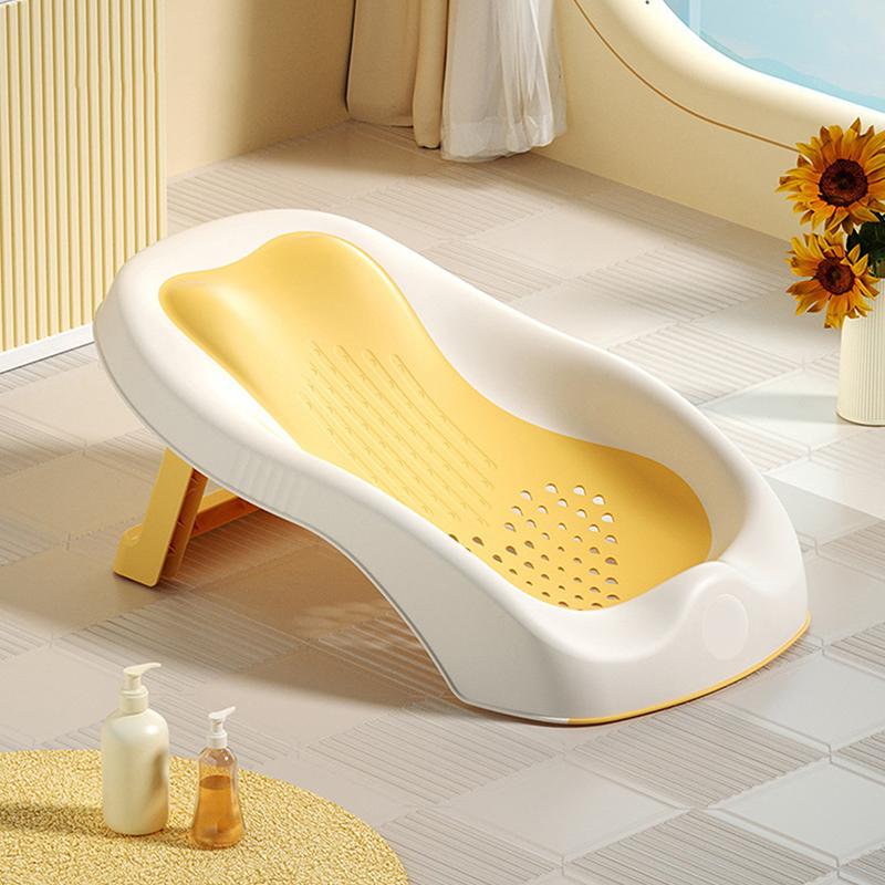 Foldable Baby Bath Seat - Non-Slip Pp Shower Net Support, Ergonomic Backrest Design, Easy-Clean Christmas Gift For Toddlers