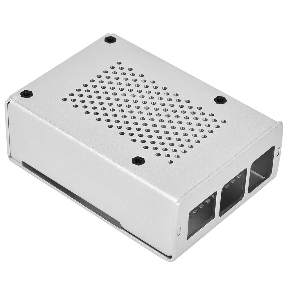 For 4 Model B Black Aluminum Case Box Enclosure with Heatsink Bracket (Black)