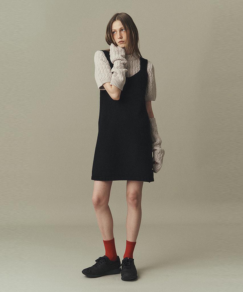 Awi Wool Blend Knit Dress_Black