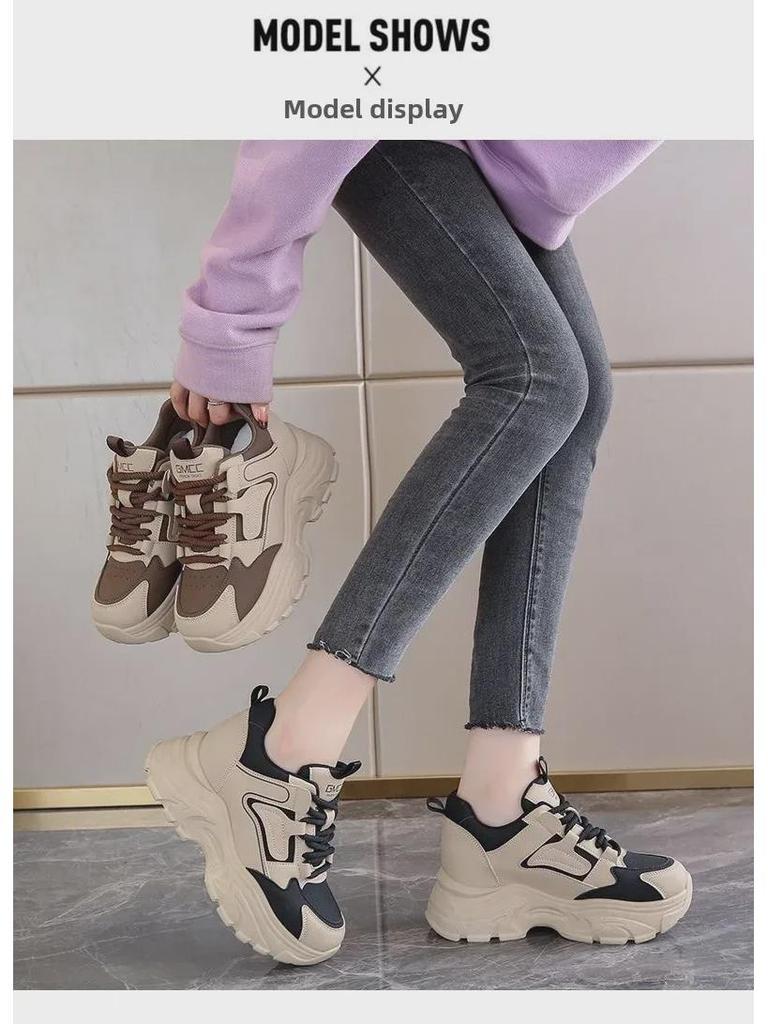 Women's 2025 Trendy Dad Shoes: Thick-Soled, Lightweight, Height-Boosting Sneakers for Spring & Fall.