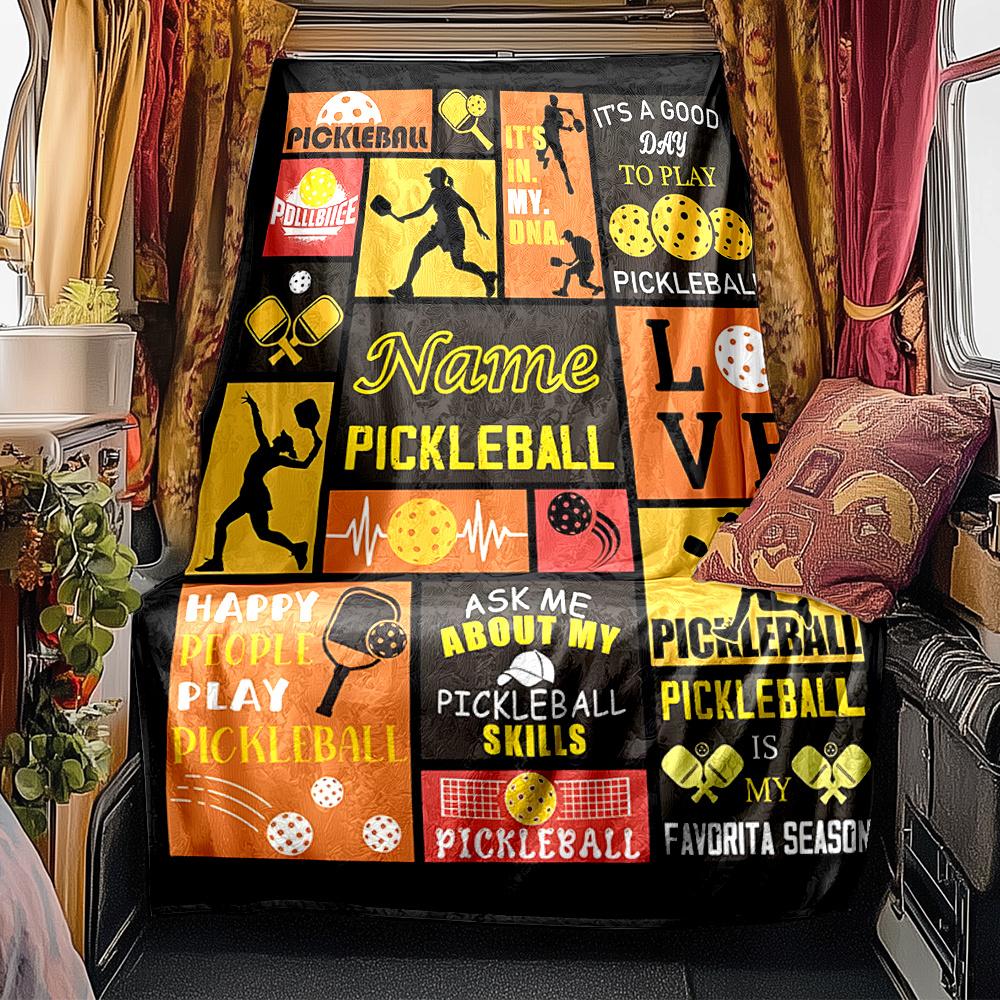 Pickleball Passion And Love For The Sport Blanket Personalized Name Soft Comfortable Stylish Blanket Car Blanket Perfect For Travel Camping Outdoor