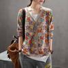 Female Floral Cardigans Winter V Neck Sweater Women Autumn Button Long Sleeve Warm Casual Ladies Knitted