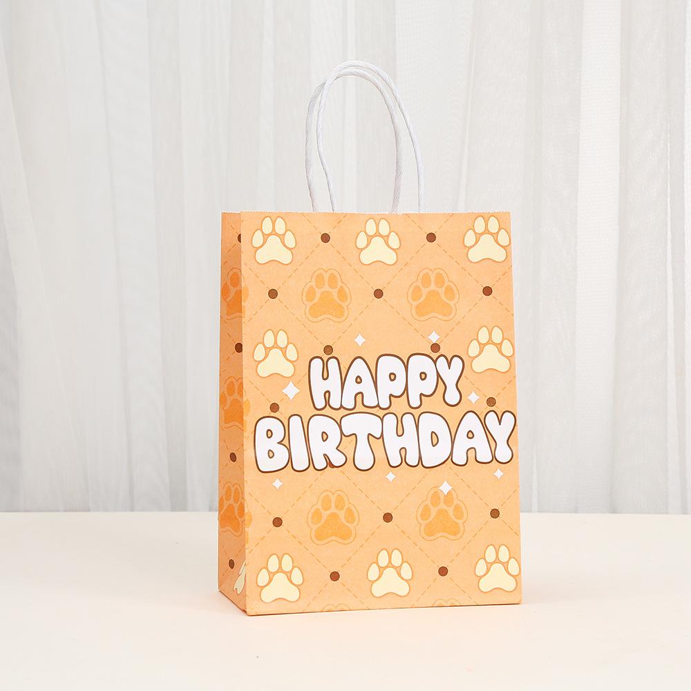 StoBag dog paw gift wrapping bags happy birthday packaging bags for sweets kraft paper treat bags pet party supplies candy favor