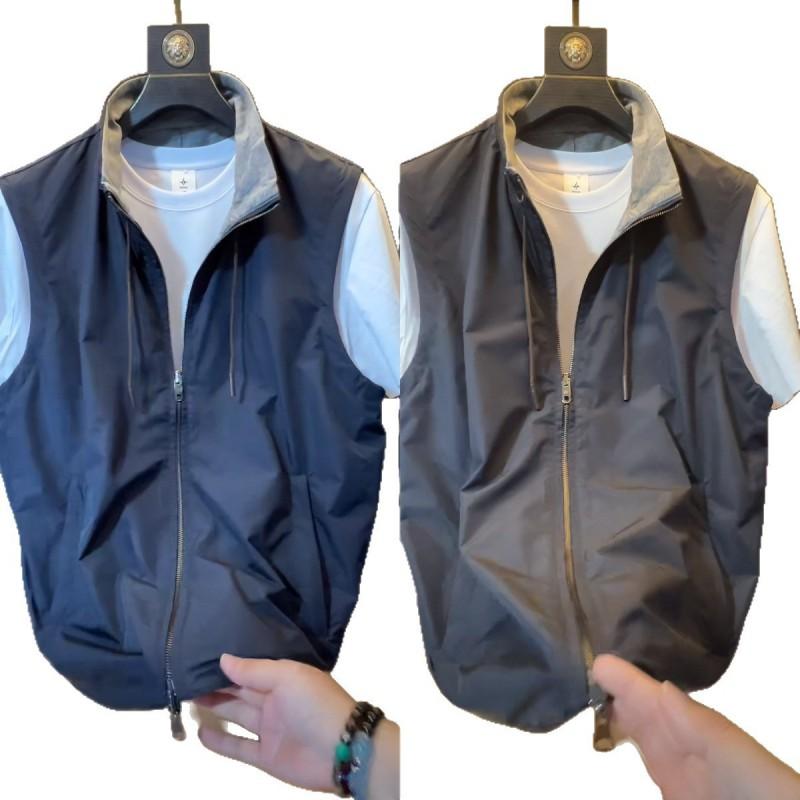 Mens Reversible Lightweight Vest Italian Style Fashion Casual Slim Fit Sleeveless Jacket