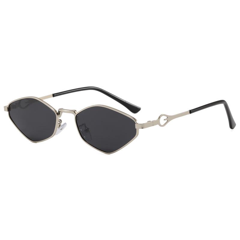 New fashionable rhombus metal full frame sunglasses, high-end beach sunshades, simple European and American sunglasses