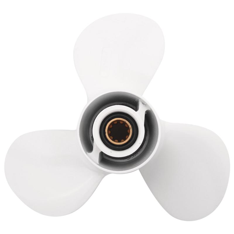 664-45945 664-45945-00-EL 9 7/8 X 10 1/2 Propeller For Yamaha 20HP 30HP White 3 Blades 10 Spline Tooth R Rotation