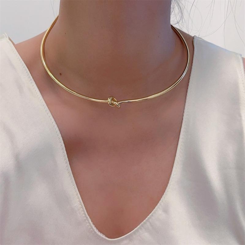 High Quality Hollow Out Knotted Open Adjustable Torques for Women Mujer 18K Gold Silver PVD Plating Titanium Steel Chokers