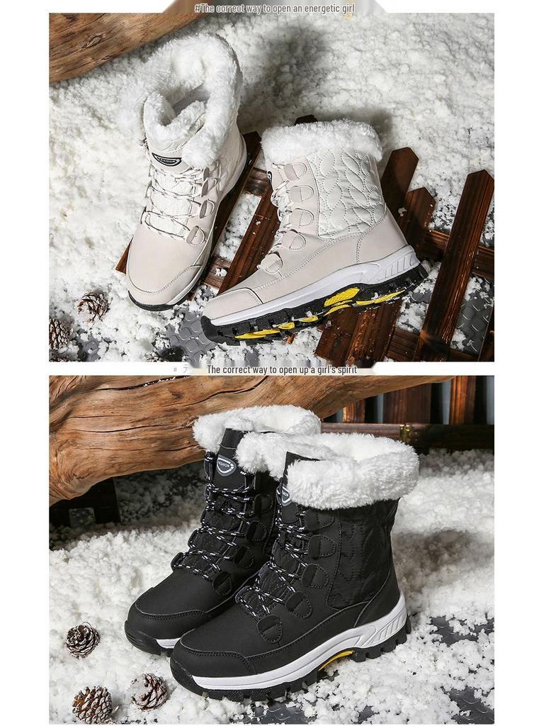Botas de Neve de Inverno Femininas Plus Size do Nordeste - Cano Médio, Cano Alto para Viagem ao Ar Livre