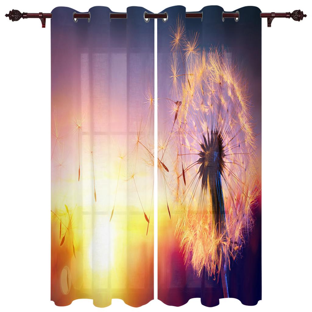 Dandelion Butterfly Flowers Plant Animal Decoration Home Curtains Household Goods Living Room Bedroom Curtain