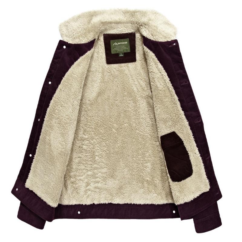 Veste Homme en Velours Côtelé Rembourrée en Coton Coupe Décontractée Courte Grande Taille Veste Polaire