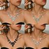Flexible diamond studded versatile necklace and earring set suitable for photography, dating, and dinner pairing