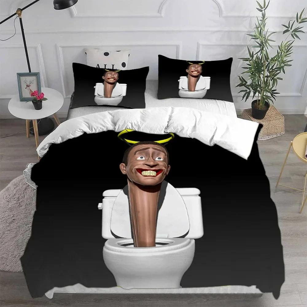 Game Skibidi Toilet Arale Bedding Set Print With Pillowcase Bed Duvet Cover Soft Single Double Queen Super King Size Kids Adult