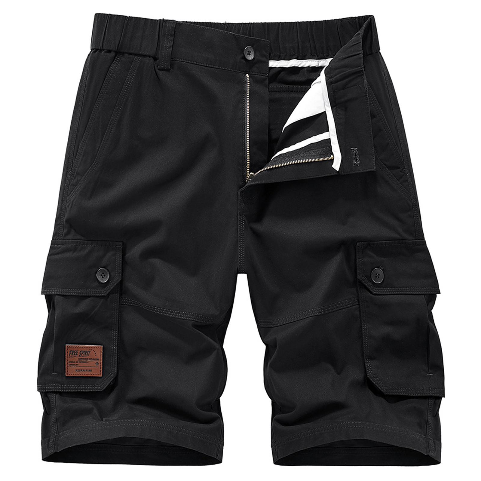 

Мужские повседневные цветные карманные пляжные рабочие брюки-карго на открытом воздухе, шорты, брюки M чёрный