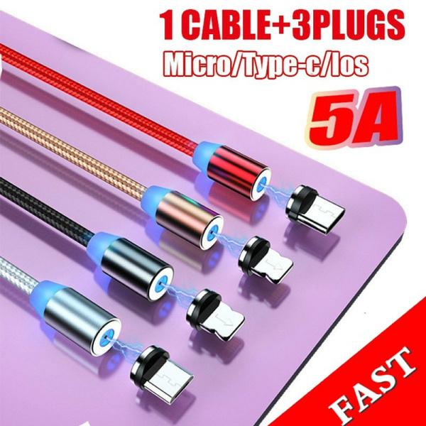 Buy 3 In 1 Charging Cable 5A Fast Charger LED Light Nylon