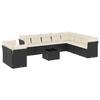 VidaXL Salon de Jardin avec Coussins 11 pcs, Canapés de Terrasse, Ensemble de Meubles de Patio, Mobilier d'Extérieur, Noir 3249705