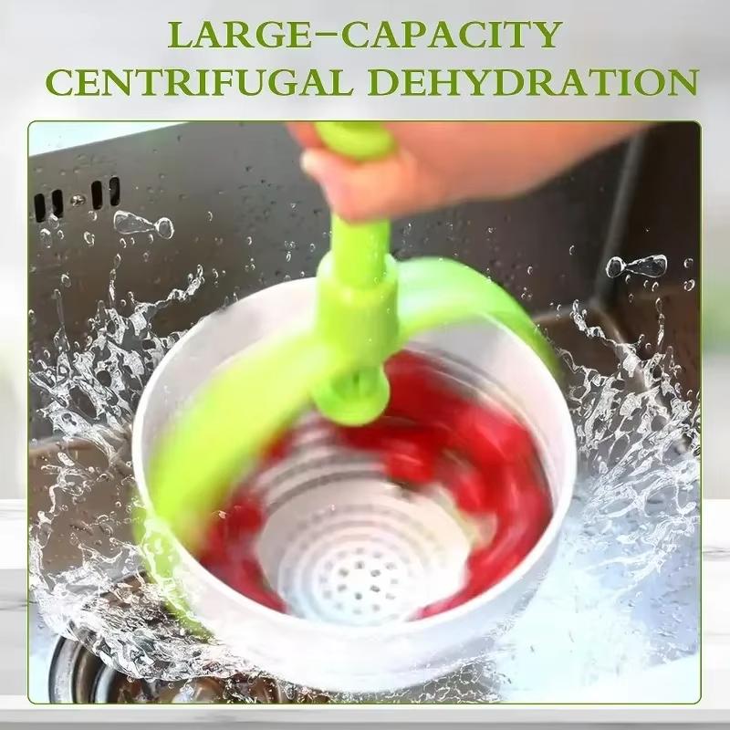 2025 NEW Folding Salad Spinner with Collapsible Handle Fruit Vegetable Centrifuge Drainer Basket Space Saving Kitchen Tool