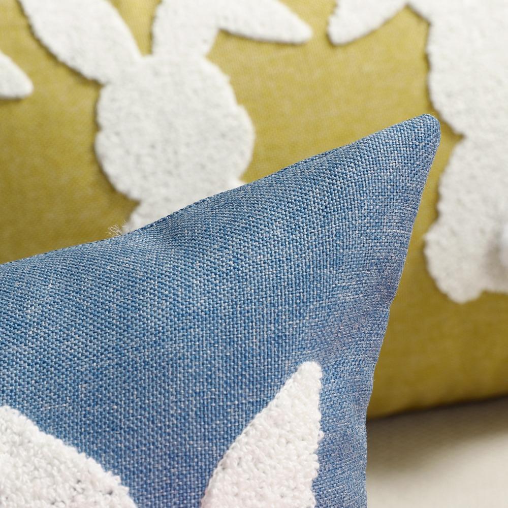 Embroidered Throw Pillow Cover Rectangular Waist Cushion Cover Easter Bunny Pillowcase  Sofa