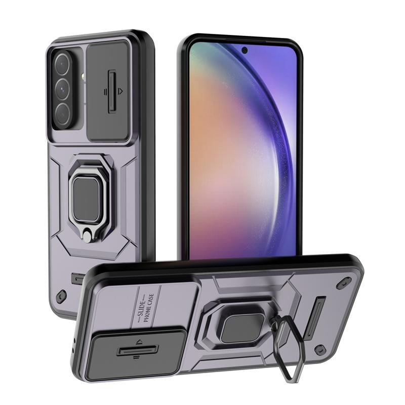 

Чехол для Samsung A56 Чехол Samsung Galaxy A56 Capas Новый Бампер для телефона Задняя Слайдер Защита Камеры Кольцо-Держатель Fundas Samsung A56 A 56 For A56 фиолетовый