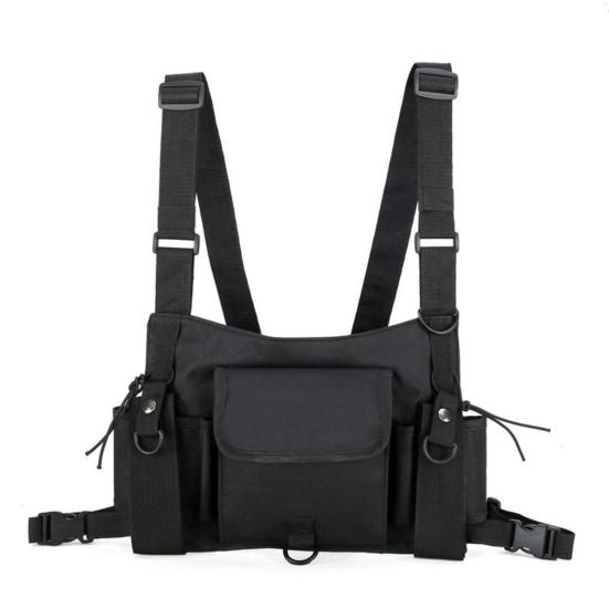 Unisex Outdoor Adjustable Vest Chest Hanging Bag Double Shoulder Waist Pouch