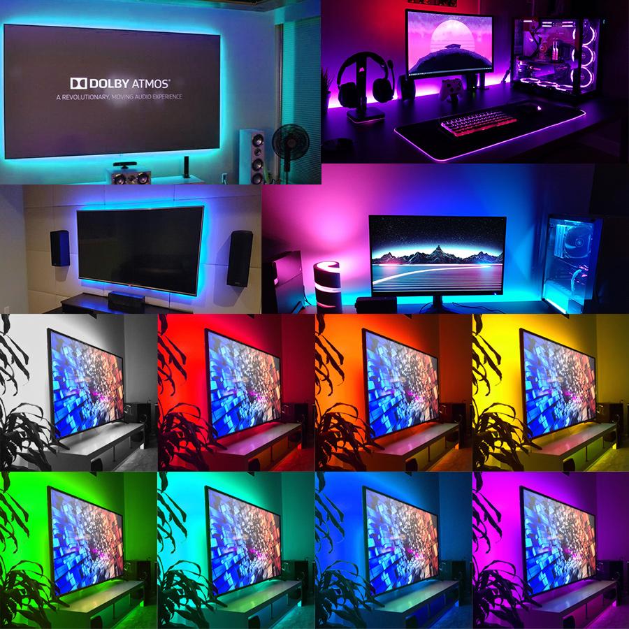 Bluetooth USB LED Strip Light RGB SMD 5V LED Lights Flexibel 1-30M Lamp Tejp Ribbon RGB TV Desktop Screen Bakgrundsljus Diod Tejp