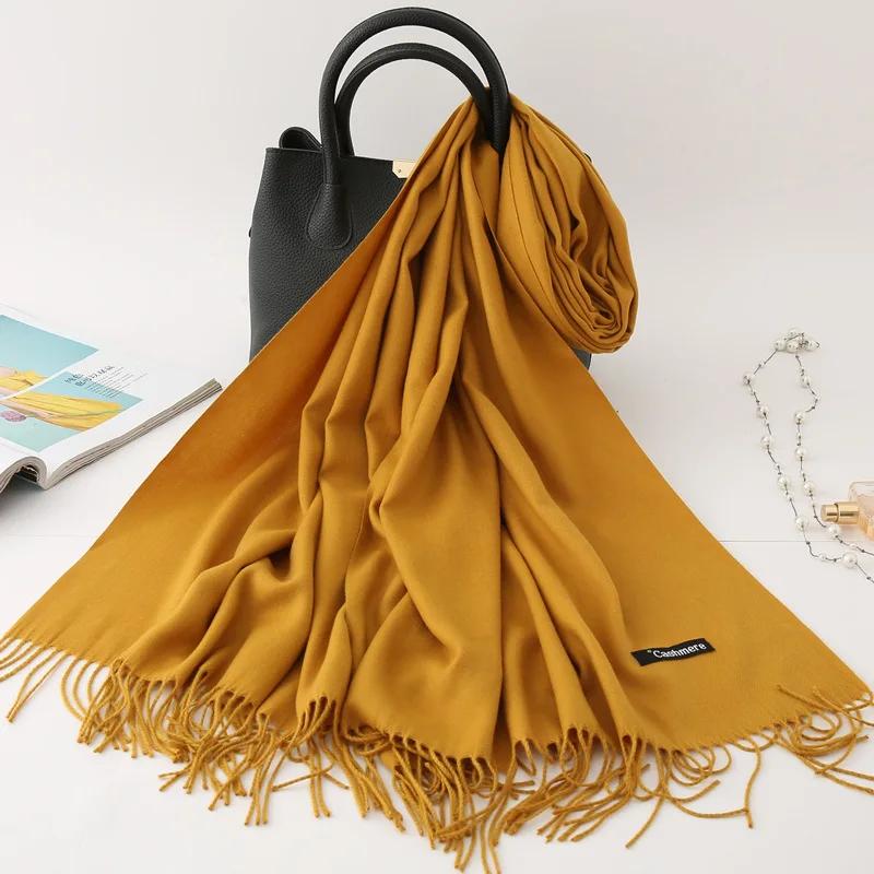 Autumn Winter Solid Imitation Cashmere Scarf for Men Women Tassel Intensification Warm Shawl Fashion Necklaces Wrap Long Scarves