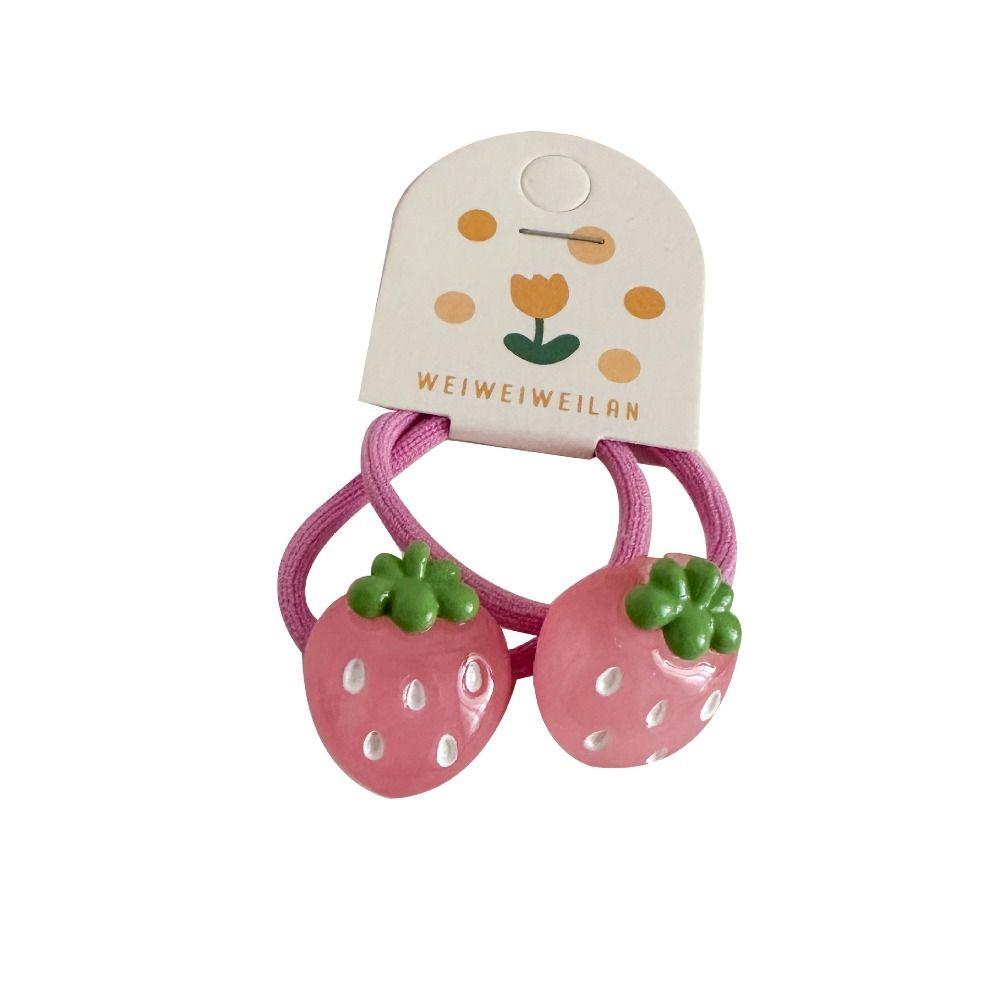 Strawberry Children Hair Scrunchies Korean Style Hair Clip Fruit Hair Rope  Kids