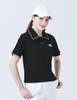 Do You Know Mc Cotton Pique Knit Lace-Detailed Shirt Collar Loose Fit Short Sleeve Black T-Shirt