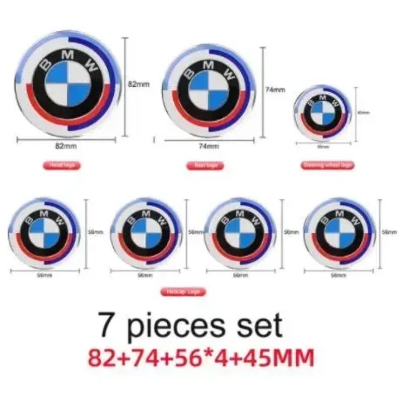 7 Stück 50. Arbeiter-Emblem Abzeichen Logo Aufkleber Auto Motorhaube Kofferraum Auto Zubehör Für BMW 82mm 74mm 68mm 45mm 56mm