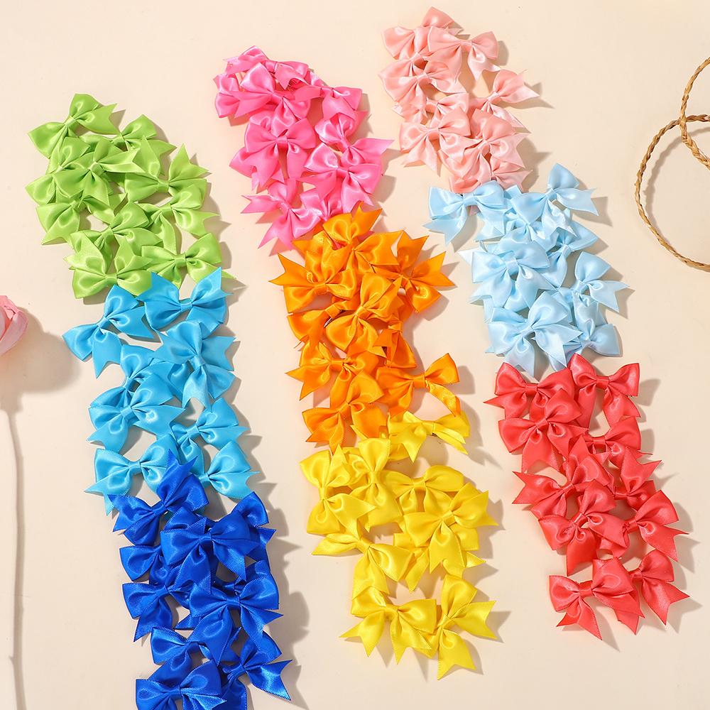 50Pcs Mini Cheer Bows Hair Clip Random Color Hairgripes Delicate Ribbon Hair Bows Hairclip Girls Sweet Headdress