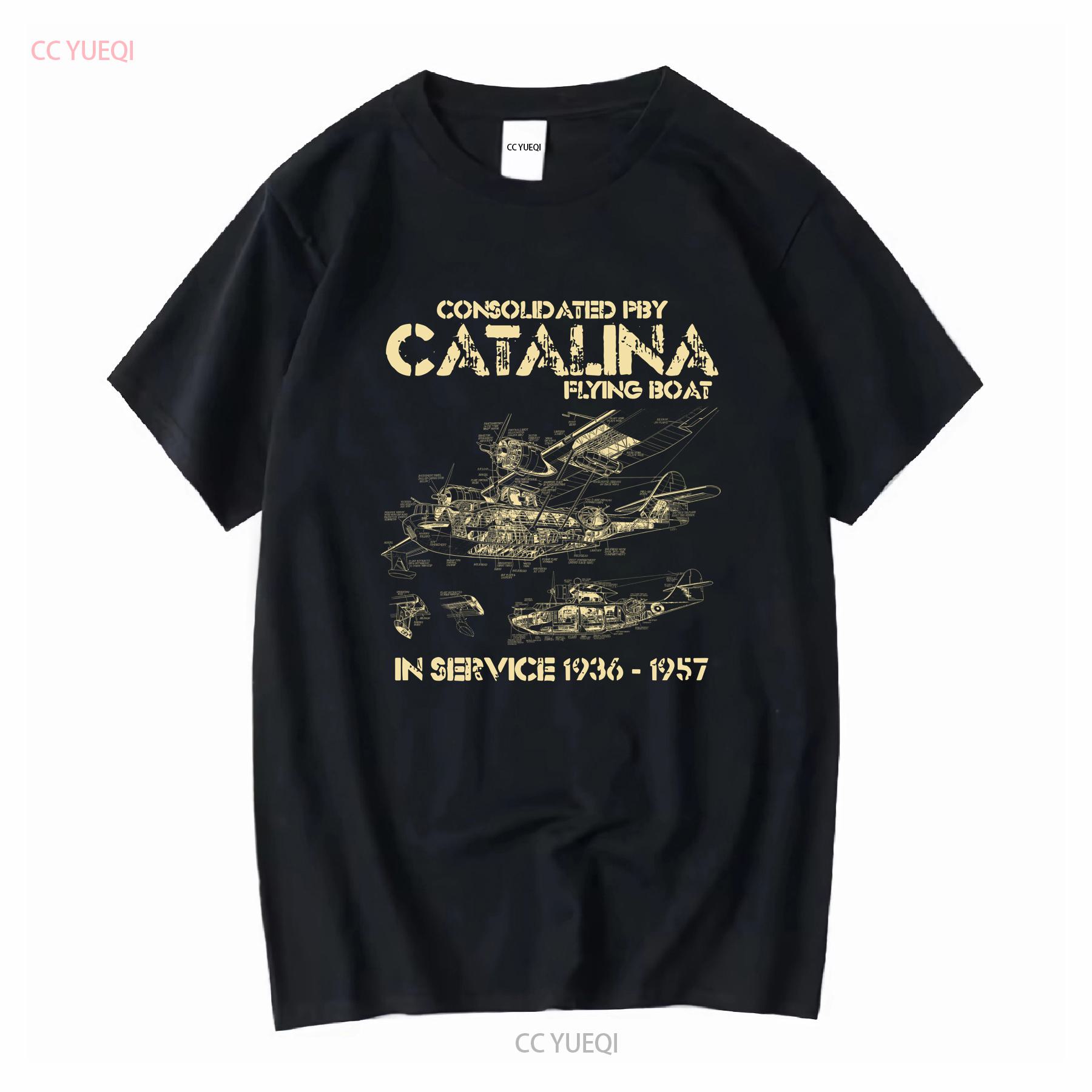 BenberFashion Geconsolideerde PBY Catalina T-shirt Watervliegtuig Vliegtuig Canso vliegtuig Blauwdruk lange of korte mouwen vintage Gewassen Casual 4XL