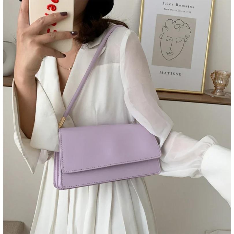 New Fashion Women Shoulder Bags - Simple Solid Color Armpit Handbag Purse Clutch Messenger Bag