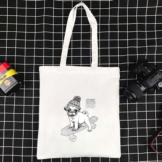 Wiederverwendbare Tragetaschen, faltbare Einkaufstasche, umweltfreundliche Handtaschen, neue große Einkaufstasche, Hundemuster, Damen-Einkaufstasche