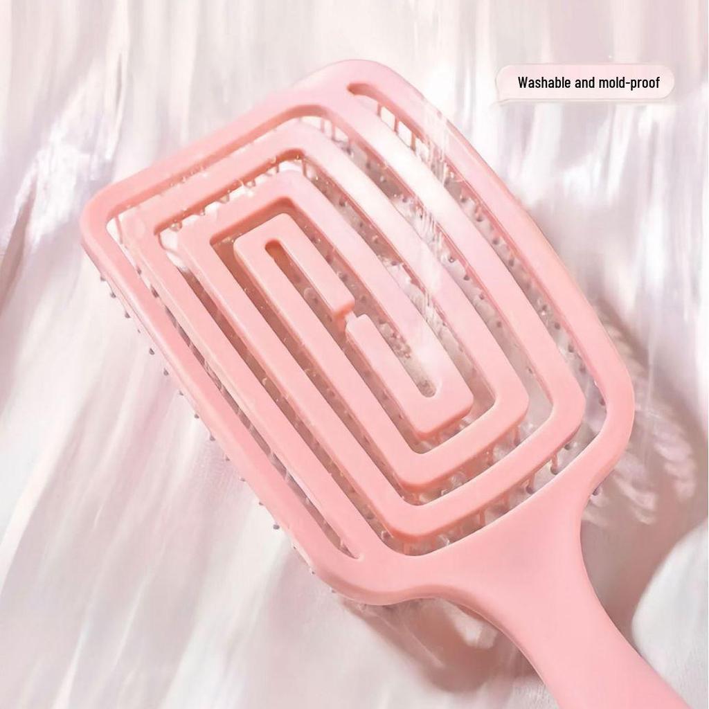 Large Curved Fluffy Rib Comb for Women's Long Hair Styling & Massage