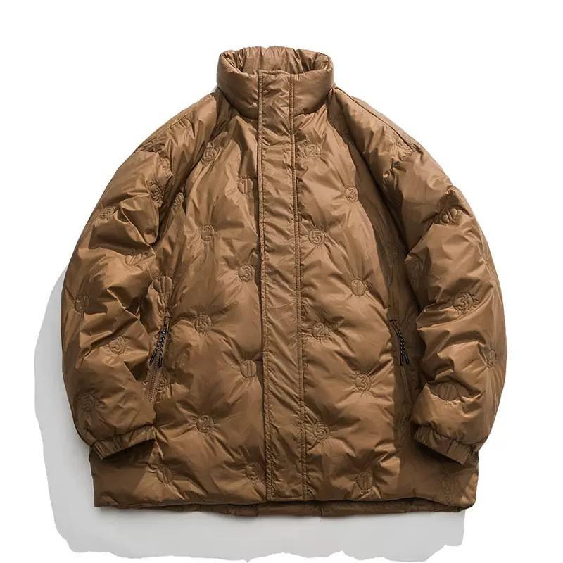 Men Stand Collar 90% Down Jacket Winter Loose Rhombus Warm Puffer Coat Outerwear