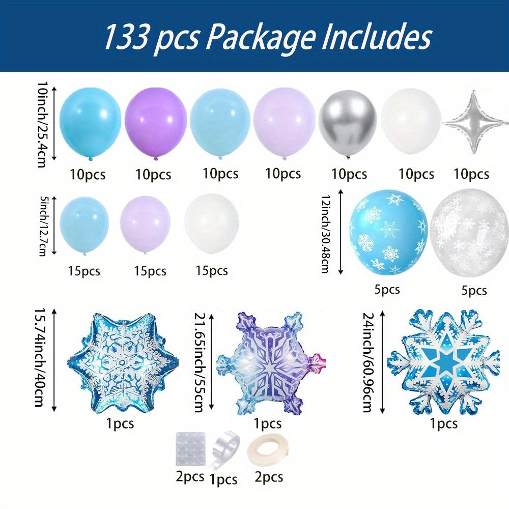 133PCS Snowball Balloon Garland Set - Blue, Purple and White for Winter Parties, Birthdays and Indoor/outdoor Decorations