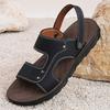 Men White  Flats Sandals Summer Brown Wide Head Roman Sandals Retro Black Leather Beach Shoes Plus Size